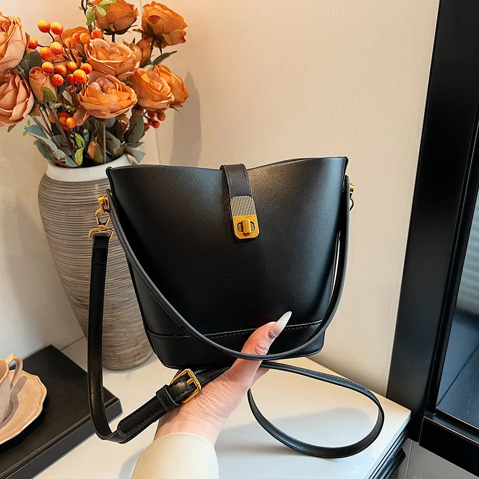 Elegant PU Leather Bucket Bag