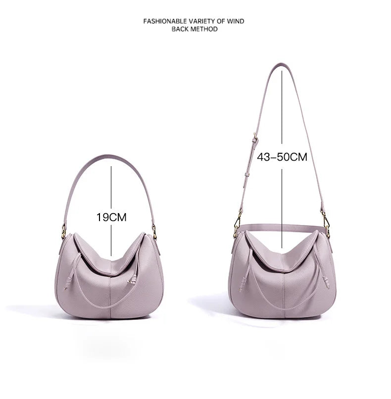 GENUINE LEATHER DUMPLING TOTE BAG