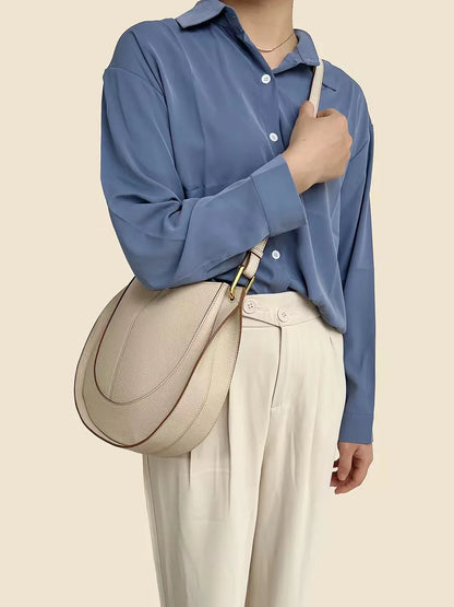 Split Leather Bucket Shoulder Bag 