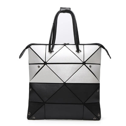 patent leather geometric bag