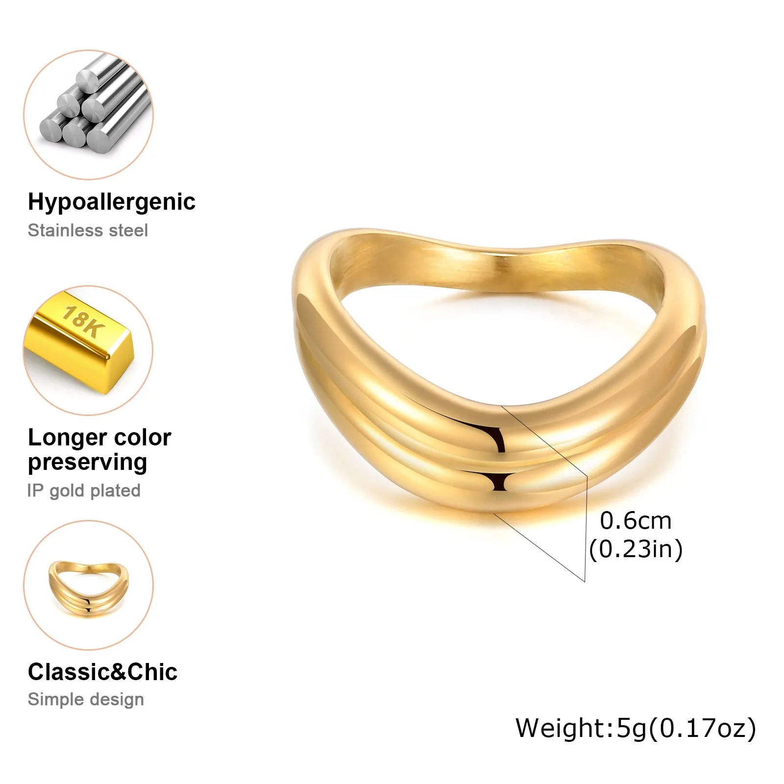 Golden Wavy Ring