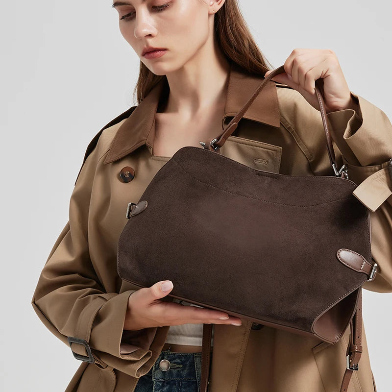 Natural Suede Leather Shoulder Bag