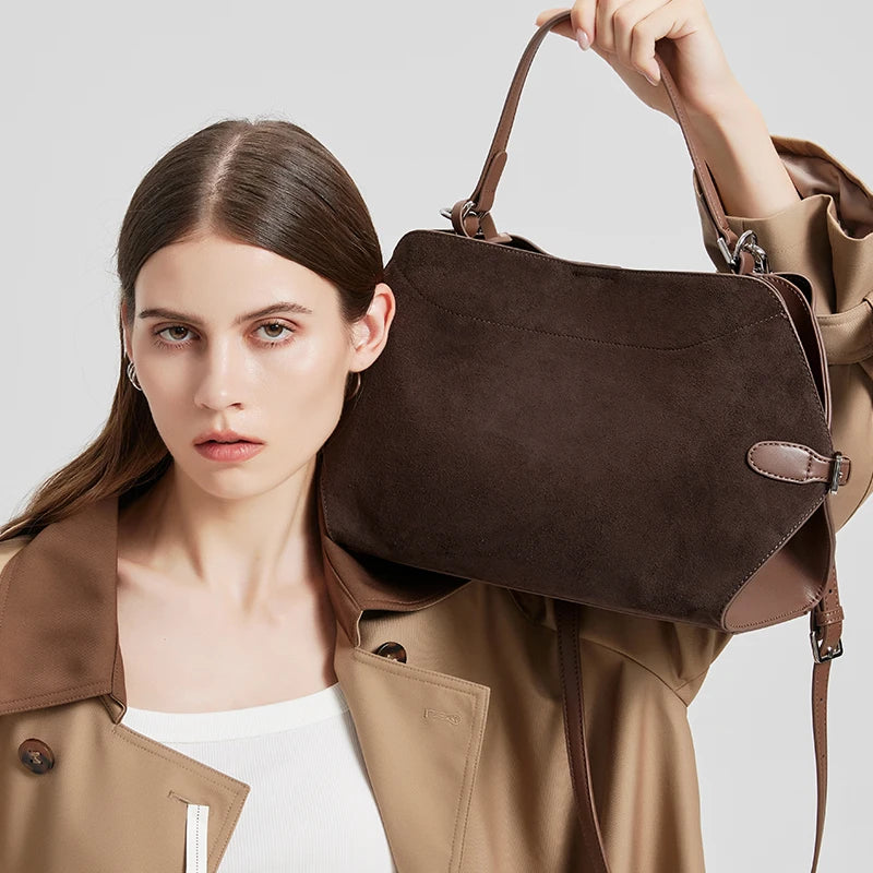 Natural Suede Leather Shoulder Bag