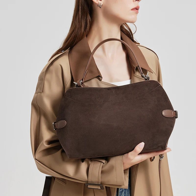 Natural Suede Leather Shoulder Bag