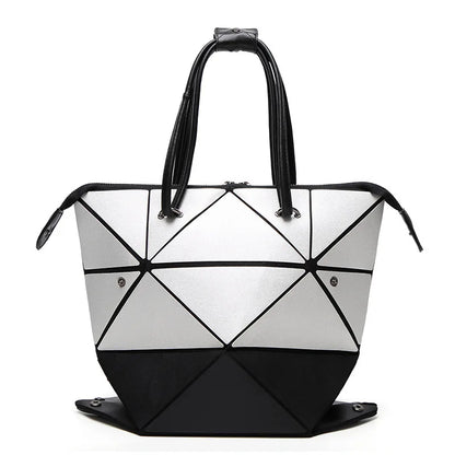 patent leather geometric bag