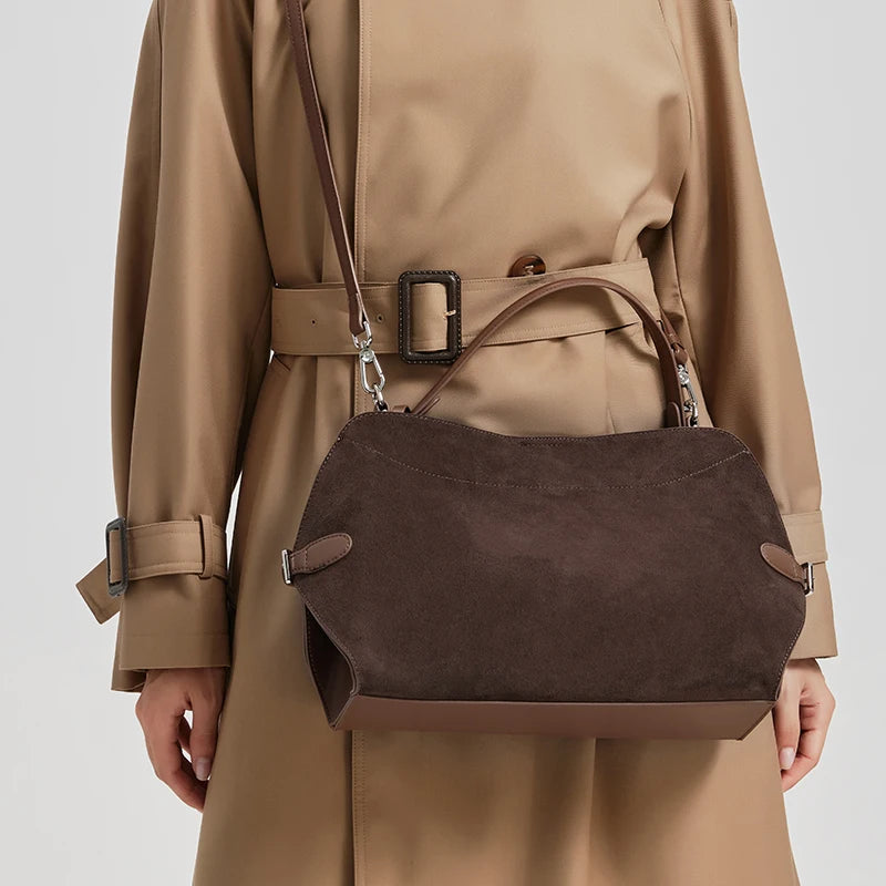 Natural Suede Leather Shoulder Bag