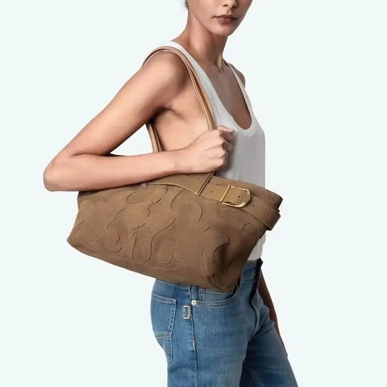 Suede Shopper Bag for Women