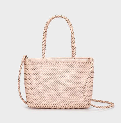 Pink Genuine Leather Bucket Shoulder Bag